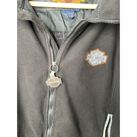 Harley-Davidson Mens Fleece Jacket XL Black & Gray Nylon Polyester Embroidered L - Picture 3 of 9